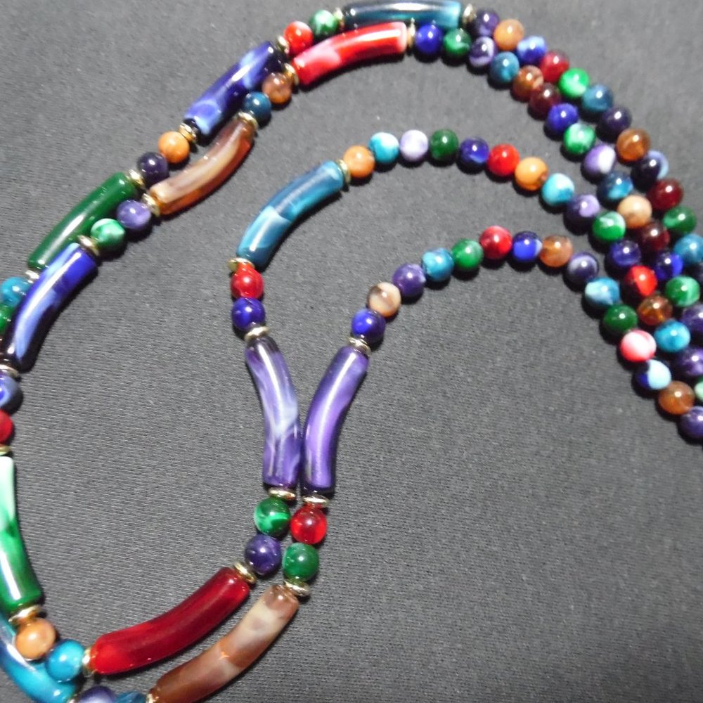 Double strand beaded necklace